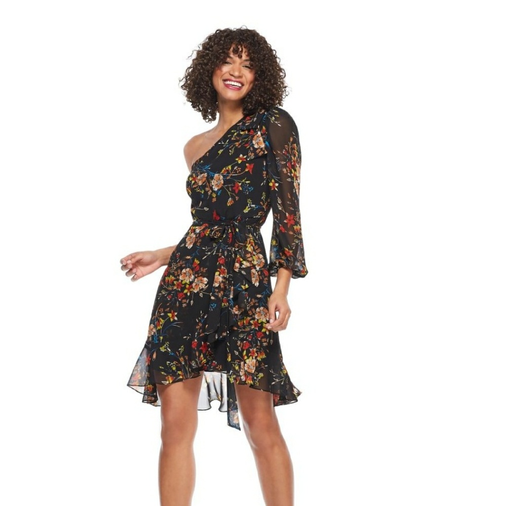 NWT Clover and Sloane Bowery Longsleeve One Shoulder Cocktail Dress